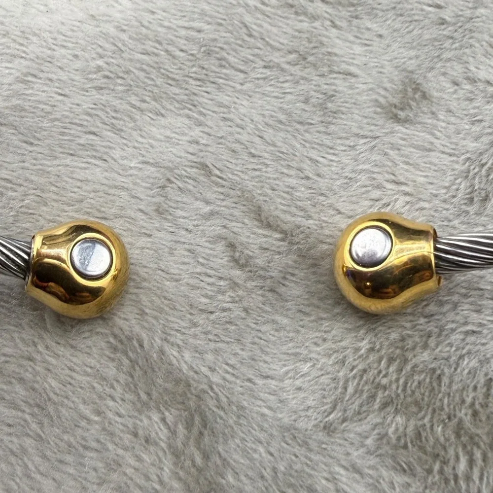 Vintage‎ Cuff Bracelet Twisted Cable Magnetic 6.5